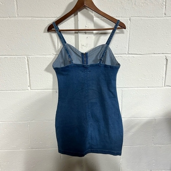 New Look Blue Denim Front Zip Dress Size Small - Picture 5 of 5